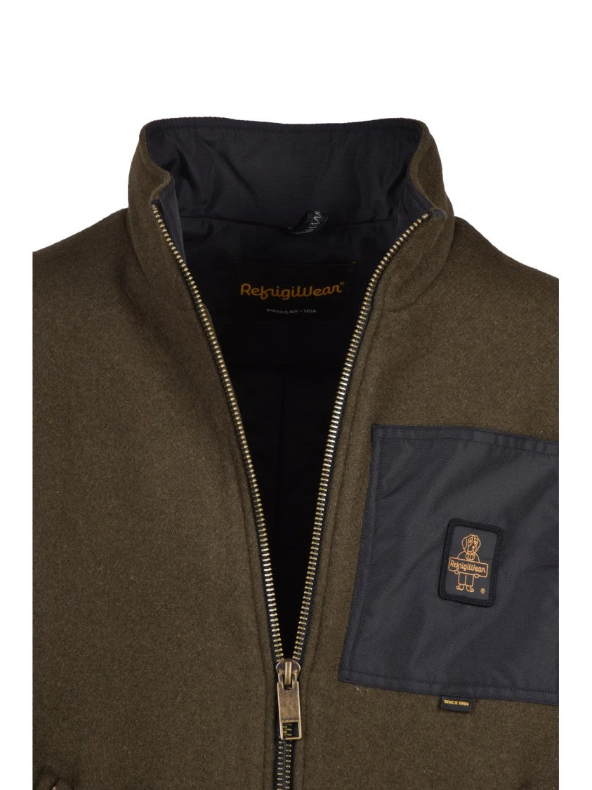 Refrigiwear Wool Blend Bomber Jacket With Zip Closure And Padded Interior
