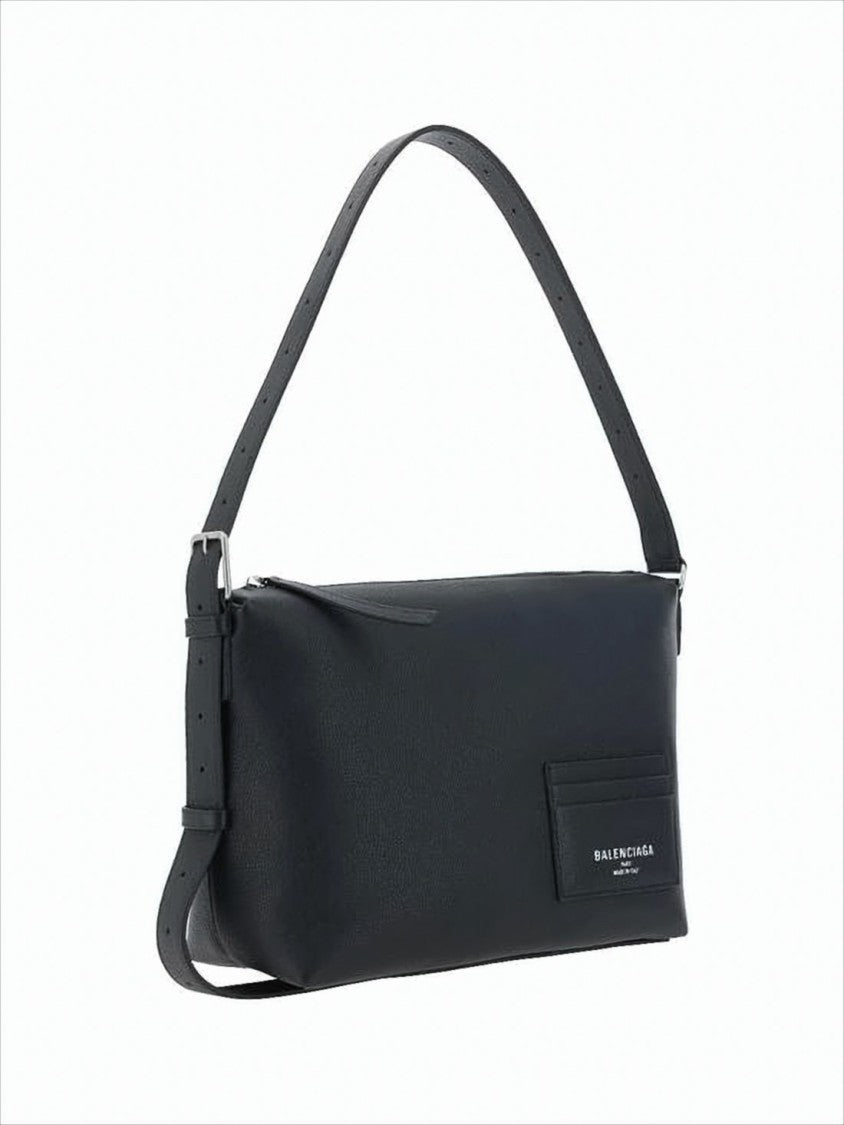Balenciaga Rectangular Textured Leather Shoulder Bag With Adjustable Strap