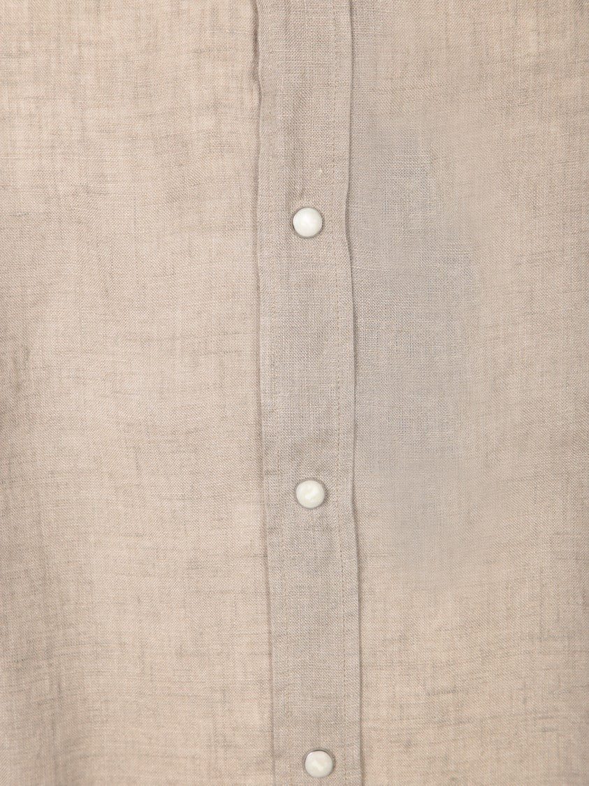 Dell'oglio Beige Linen Shirt With Classic Collar