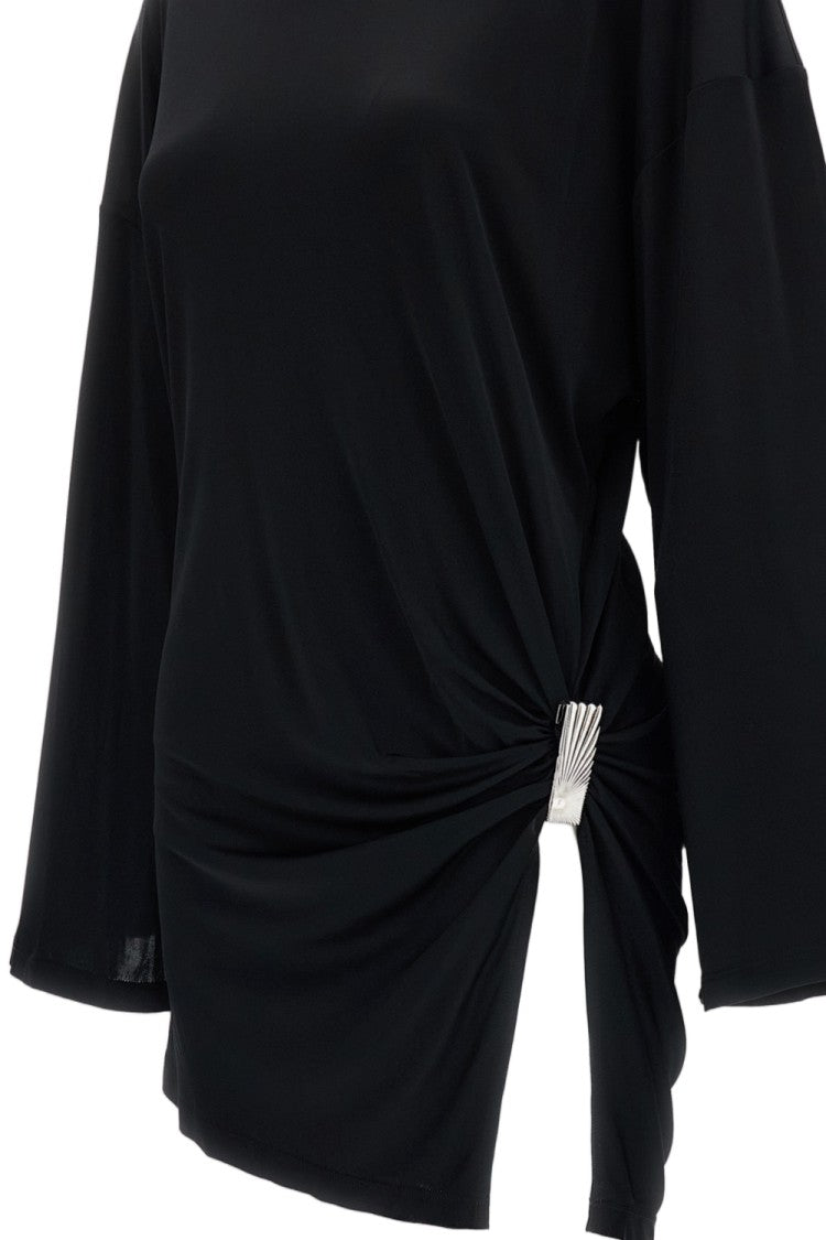 The Attico Gathered Draped Front Mini Dress With Scoop Cutout Detail