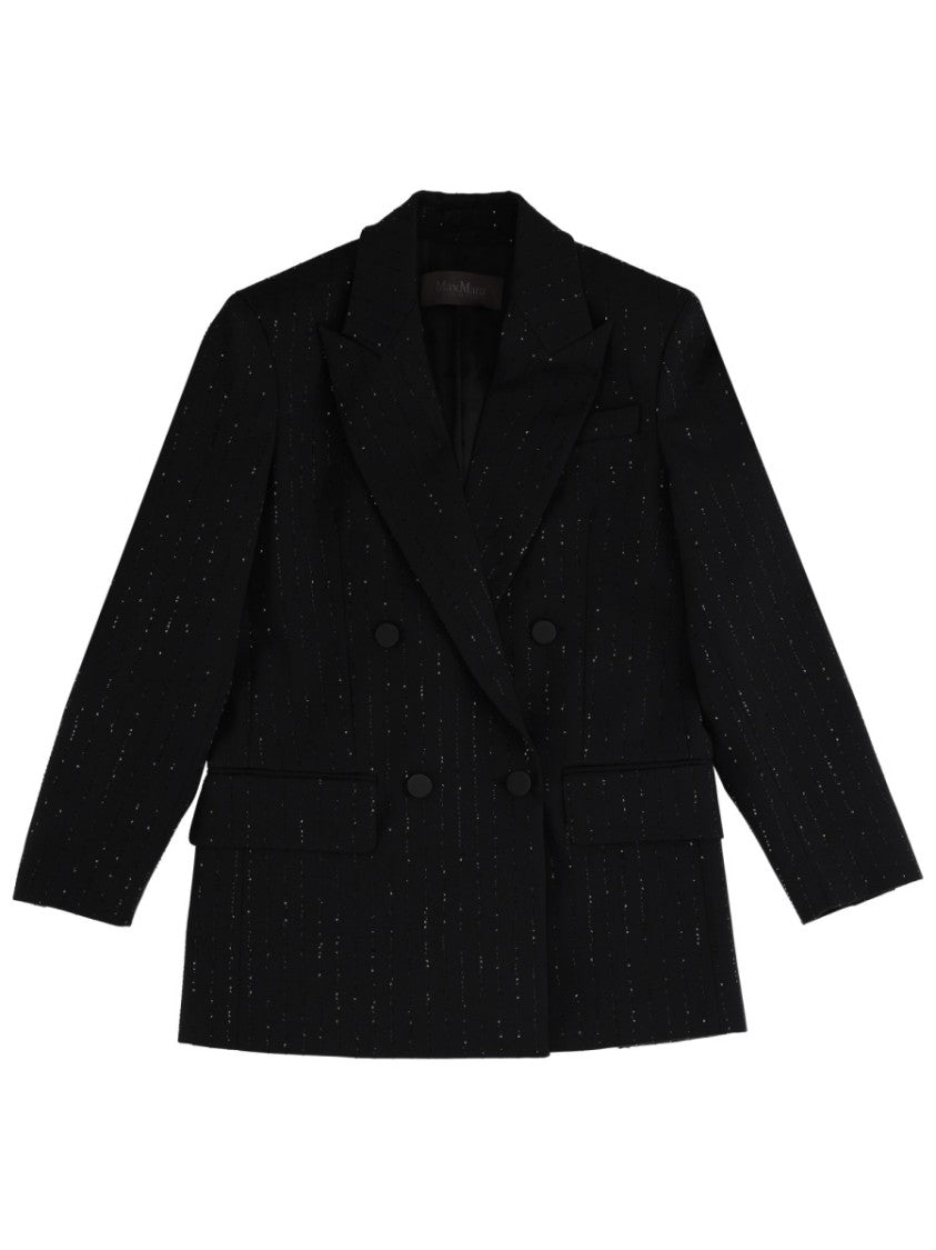 Max Mara Double-Breasted Jacket With Rhinestone Accents