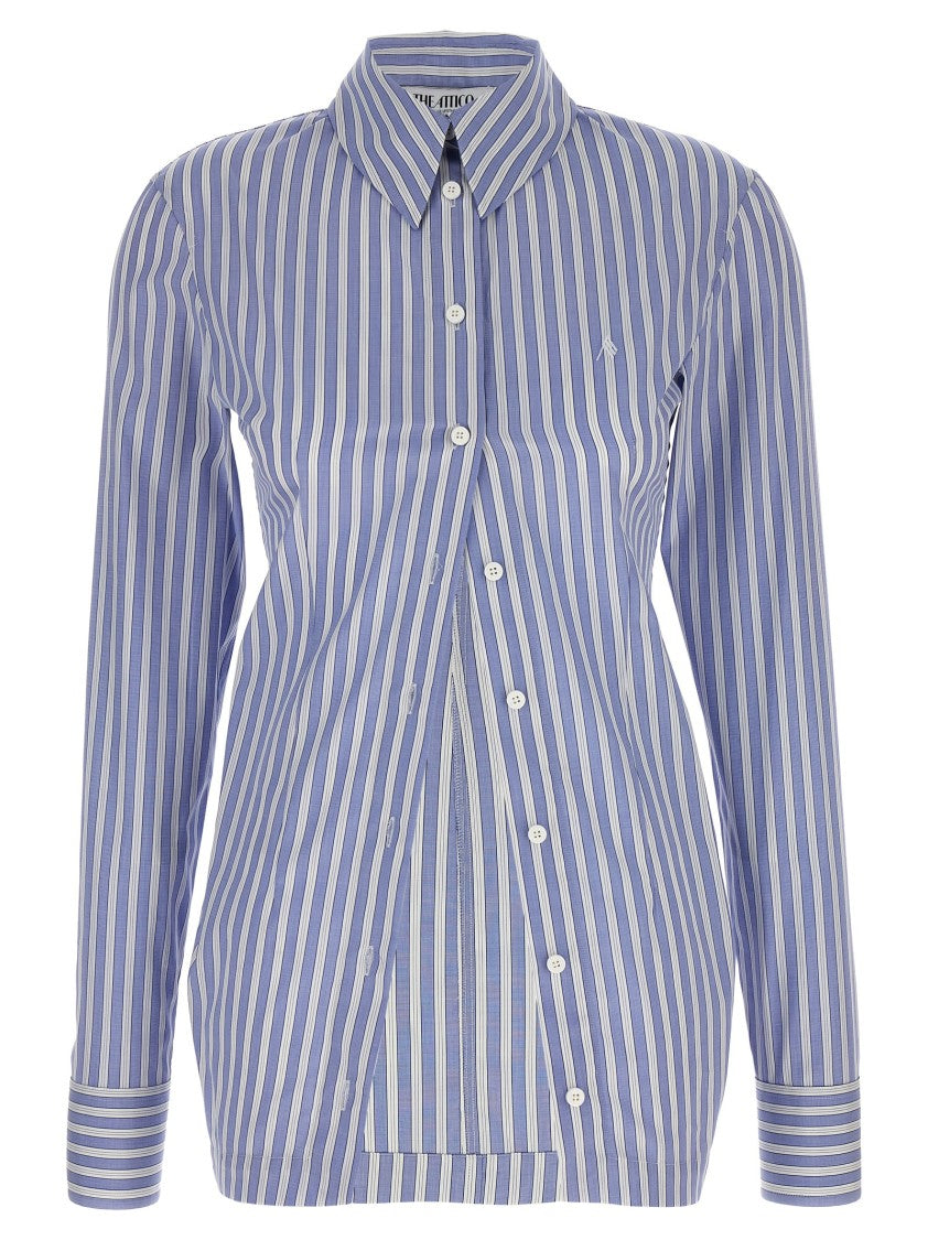 The Attico Striped Cotton Shirt With Classic Collar