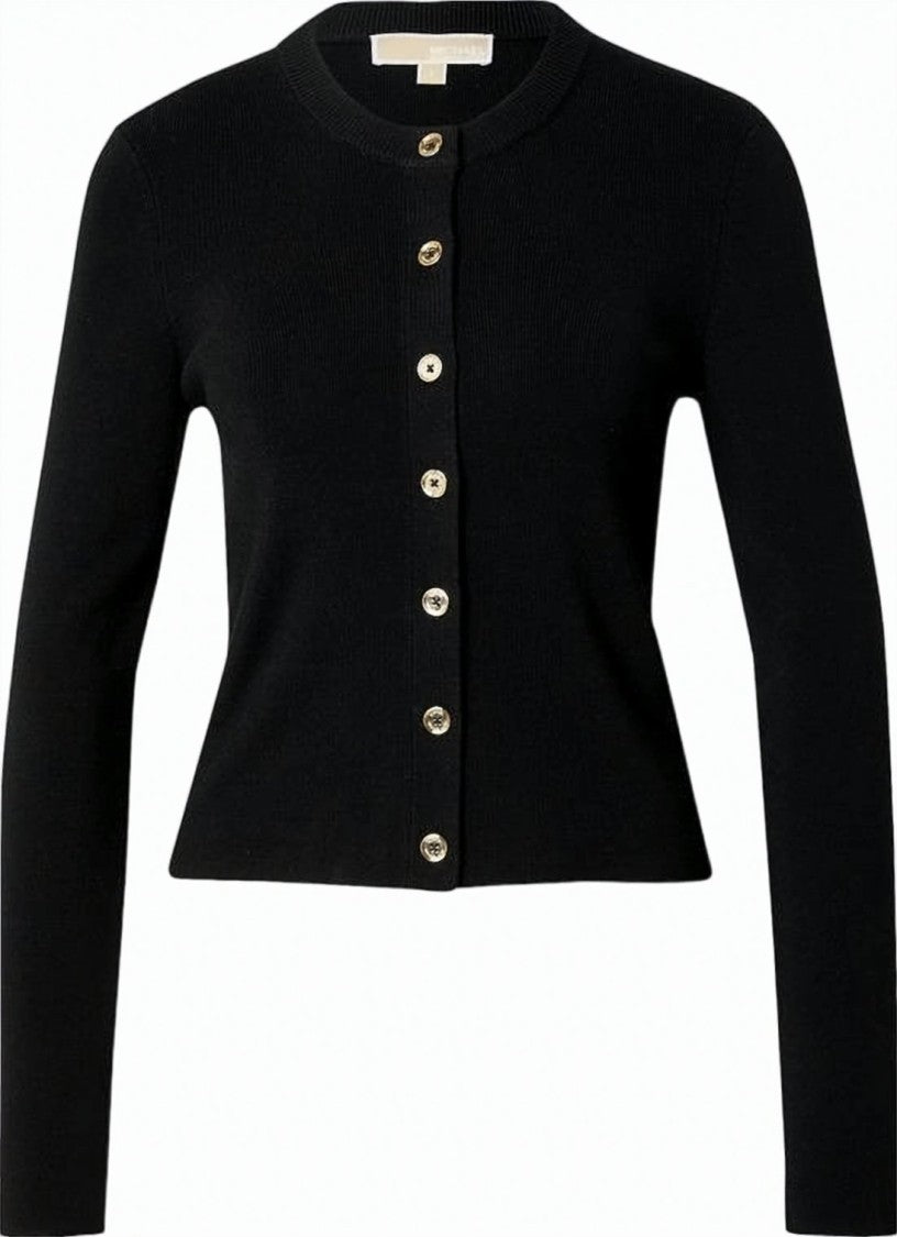 Baserange Fitted Knit Cardigan With Round Neckline