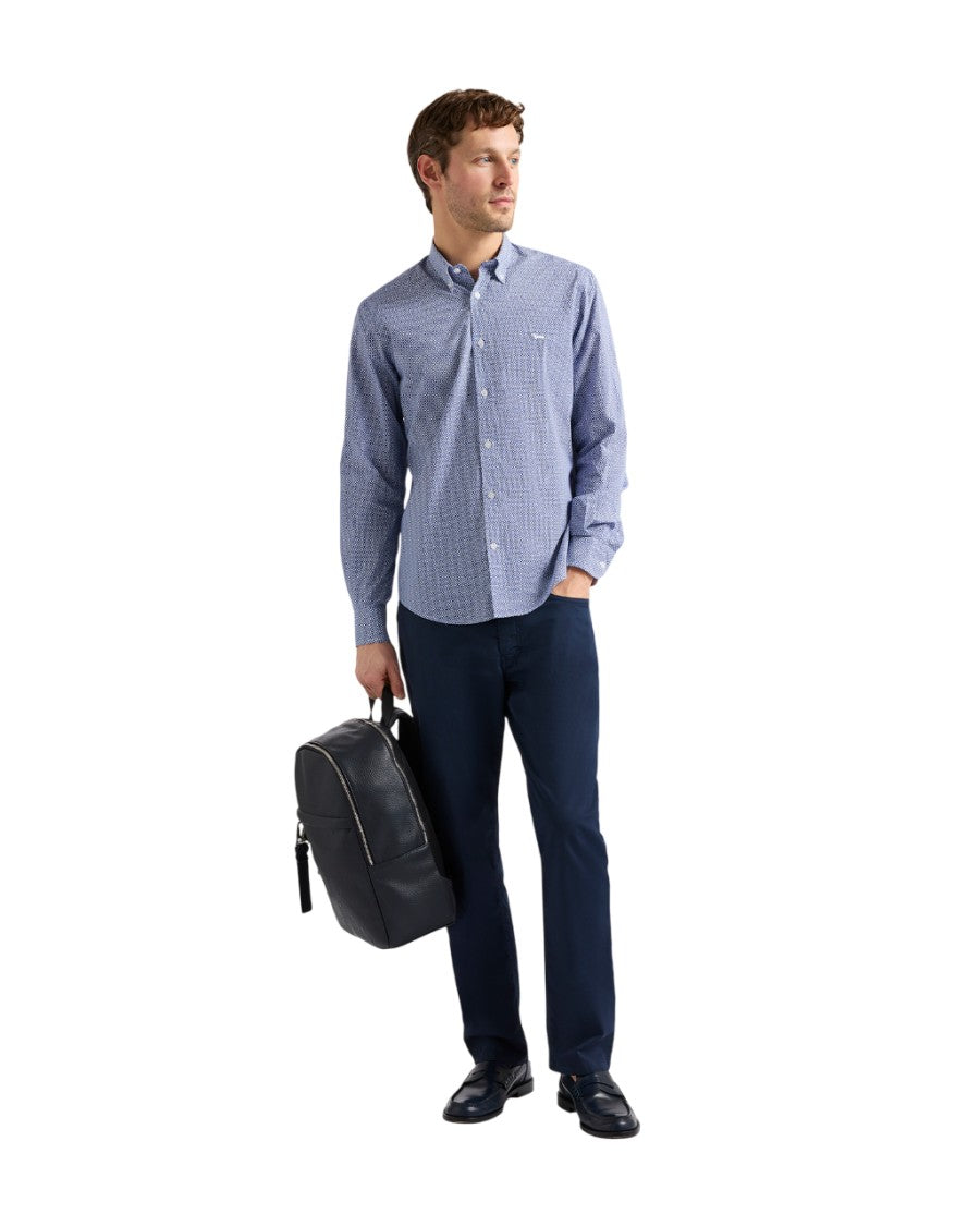 Harmont & Blaine Tailored Blue Shirt With Micro Print