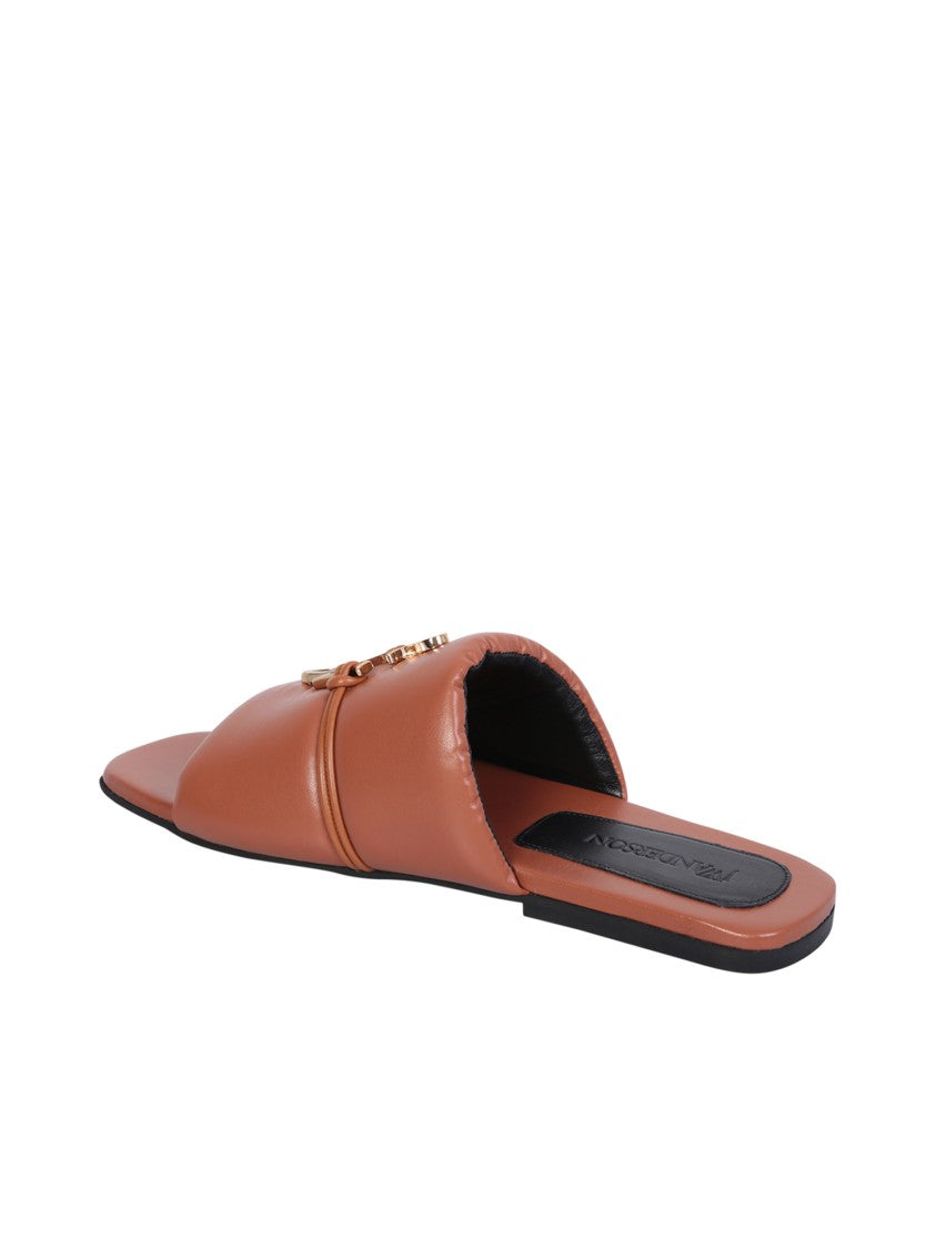 J. W. Anderson Chic Leather Sliders With Iconic Motif And Comfortable Fit