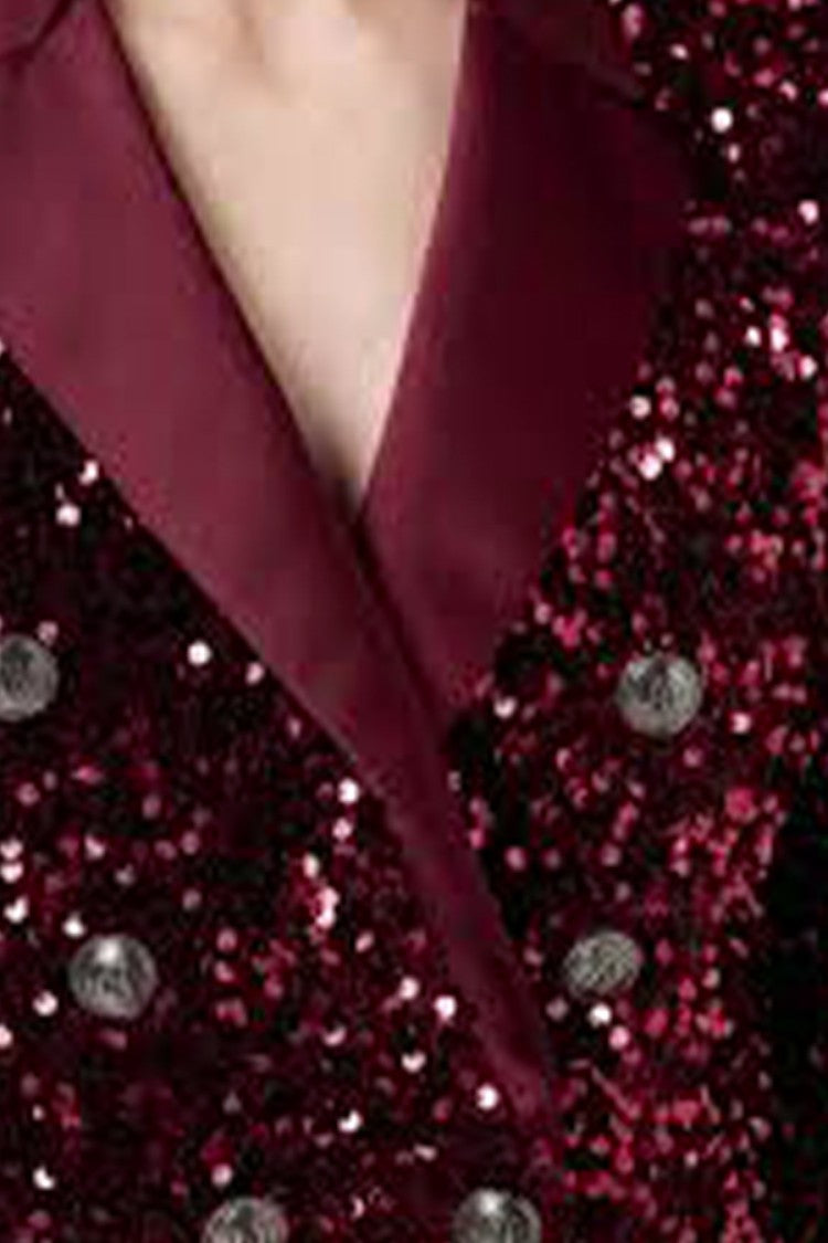 Elisabetta Franchi Double-Breasted Blazer With Satin Lapel And Sequins