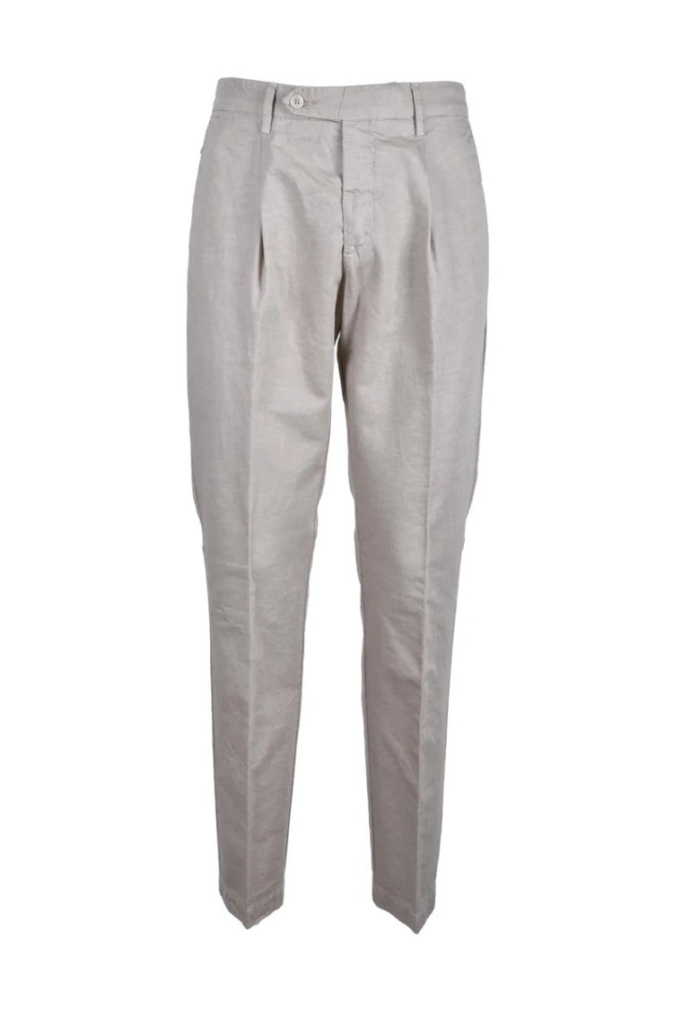 Giampaolo Tailored Beige Trousers With Front Pleats And Versatile Fit