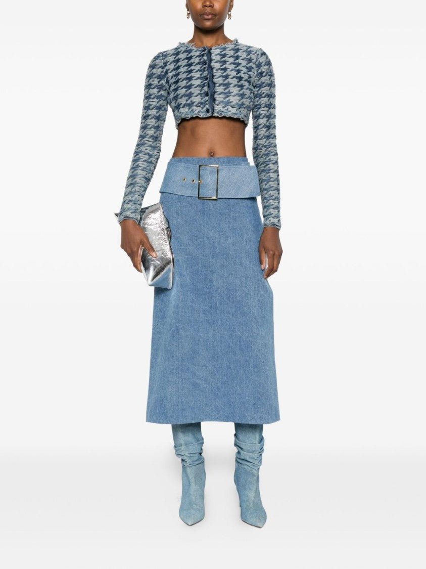 Diesel Cropped Blue Houndstooth Top