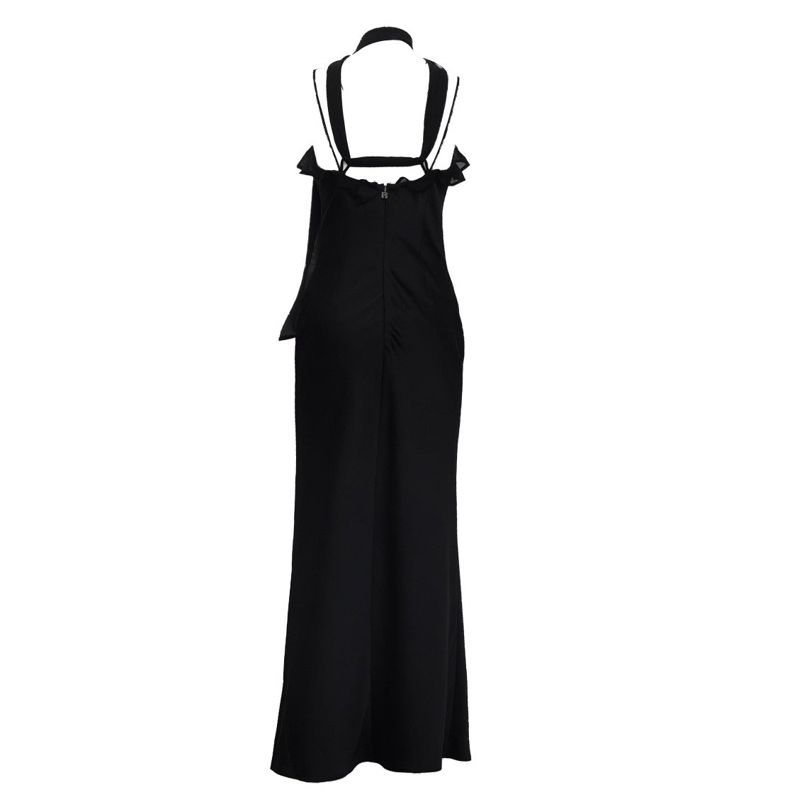Rotate Elara V-Neck Ruffle Integrated Scarf Slip Maxi Dress