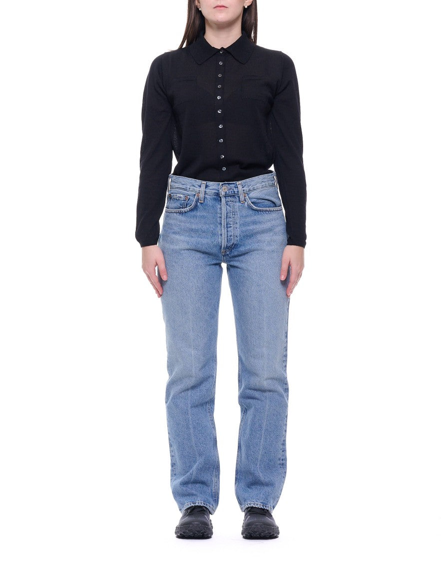 Agolde High-Rise Straight-Leg Denim Jeans With Classic Five-Pocket Design