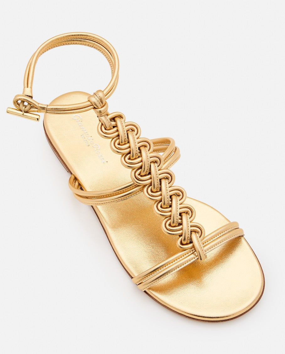 Gianvito Rossi Woven Leather Sandals With Round Open Toe Design