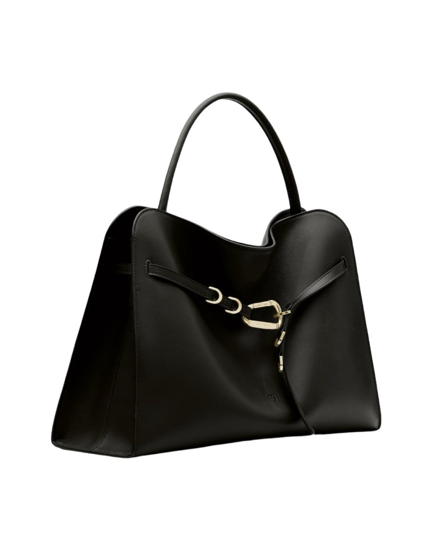 Biasia Medium Smooth Leather Handbag With Metallic Buckle Detail