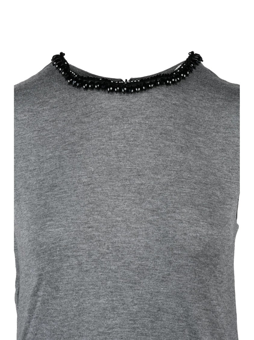 Douuod Grey Viscose-Blend Stretch Tank Top