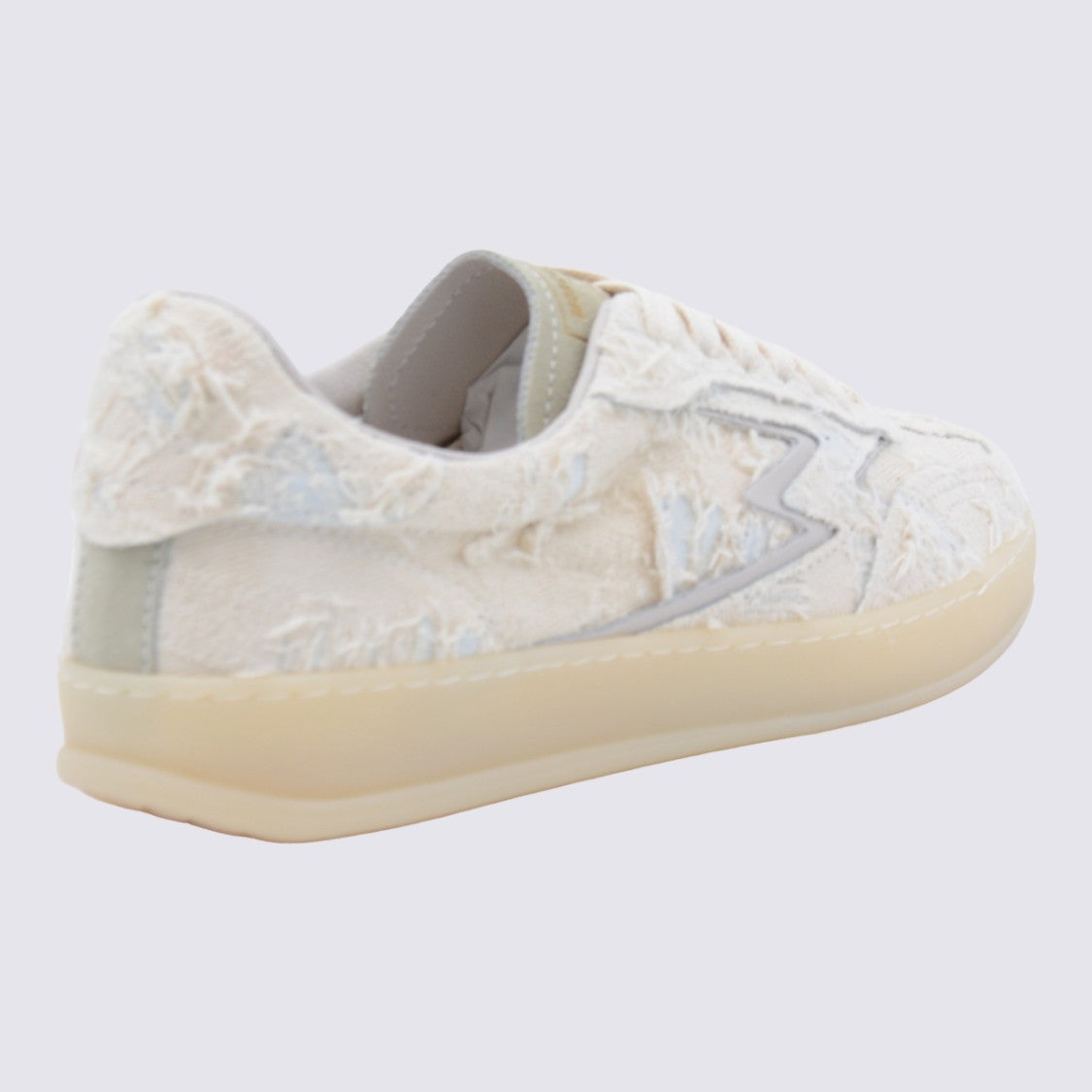 Moaconcept White Sneakers From Moaconcept Featuring Round Toe, Cotton Laces Fastening, Details And Flat Sole.