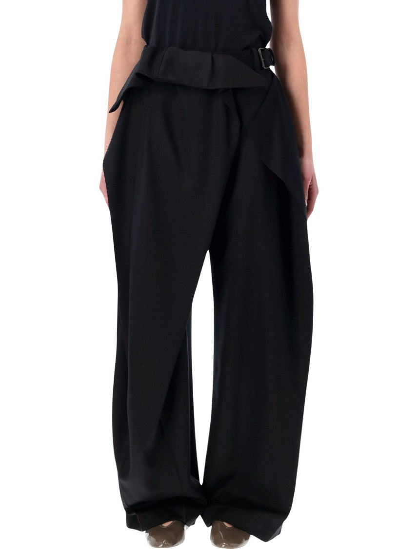 J. W. Anderson Folded Waist Black Trousers With Antique Brass Buckle