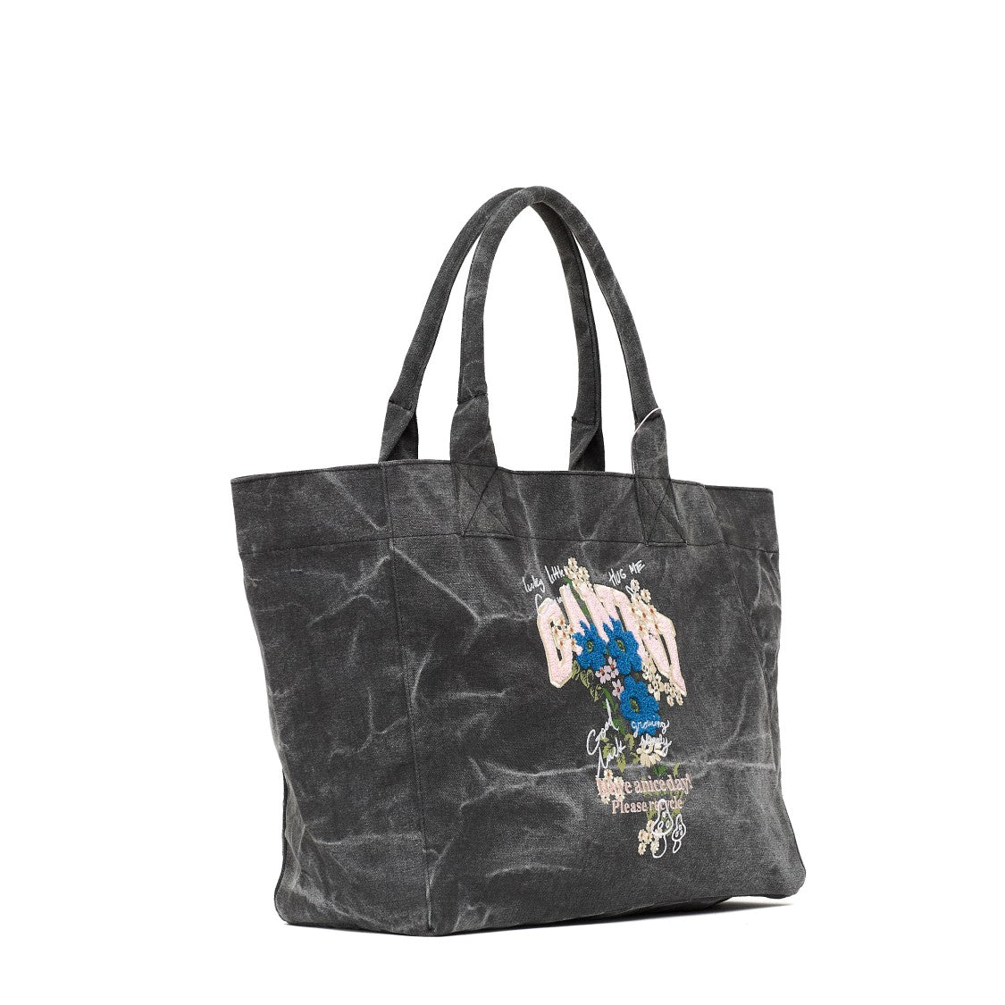 Ganni Floral Print Trapeze Medium Canvas Tote Bag