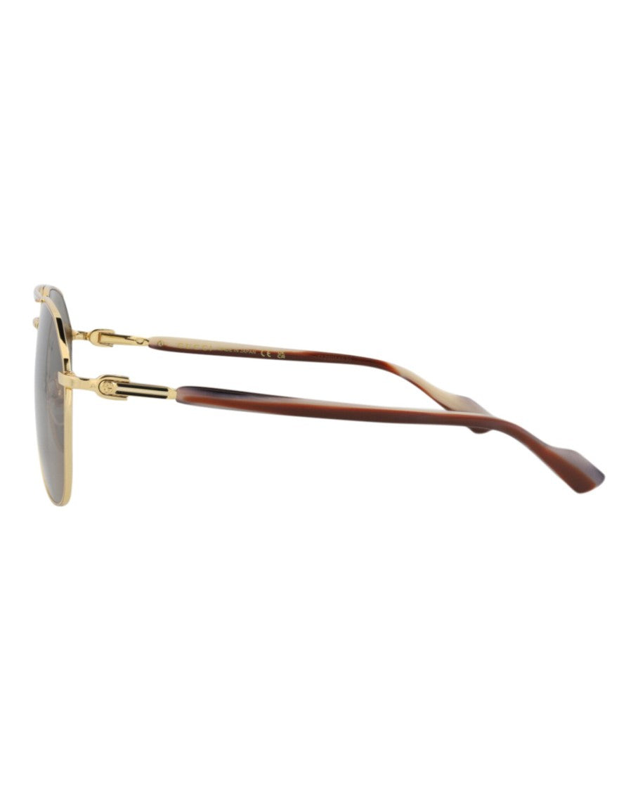 Gucci Aviator-Frame Metal Sunglasses With Gold Finish