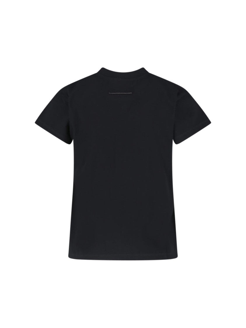 Mm6 By Maison Margiela Black Slightly Boxy Printed Cotton T-Shirt