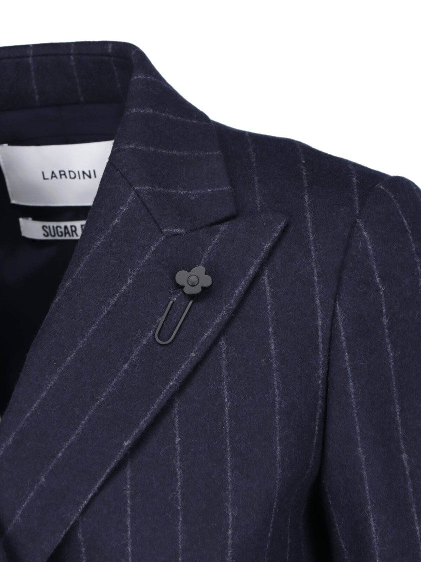 Lardini Blue Pinstripe Wool Double-Breasted Blazer