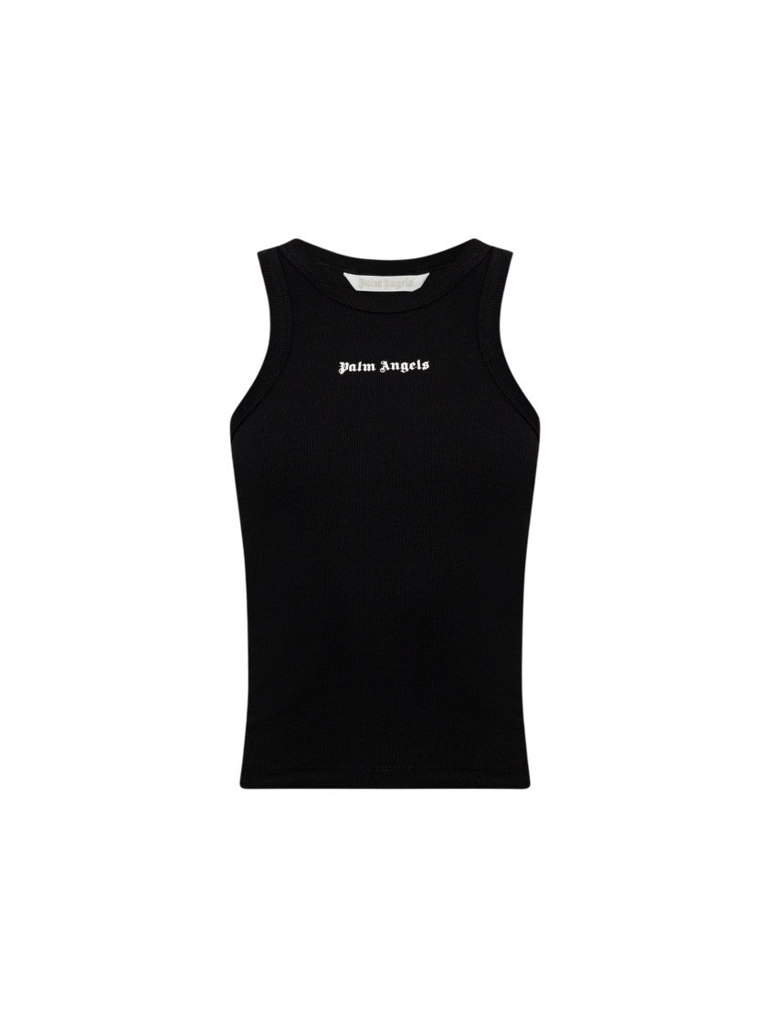Palm Angels Ribbed Black Cotton Blend Tank Top