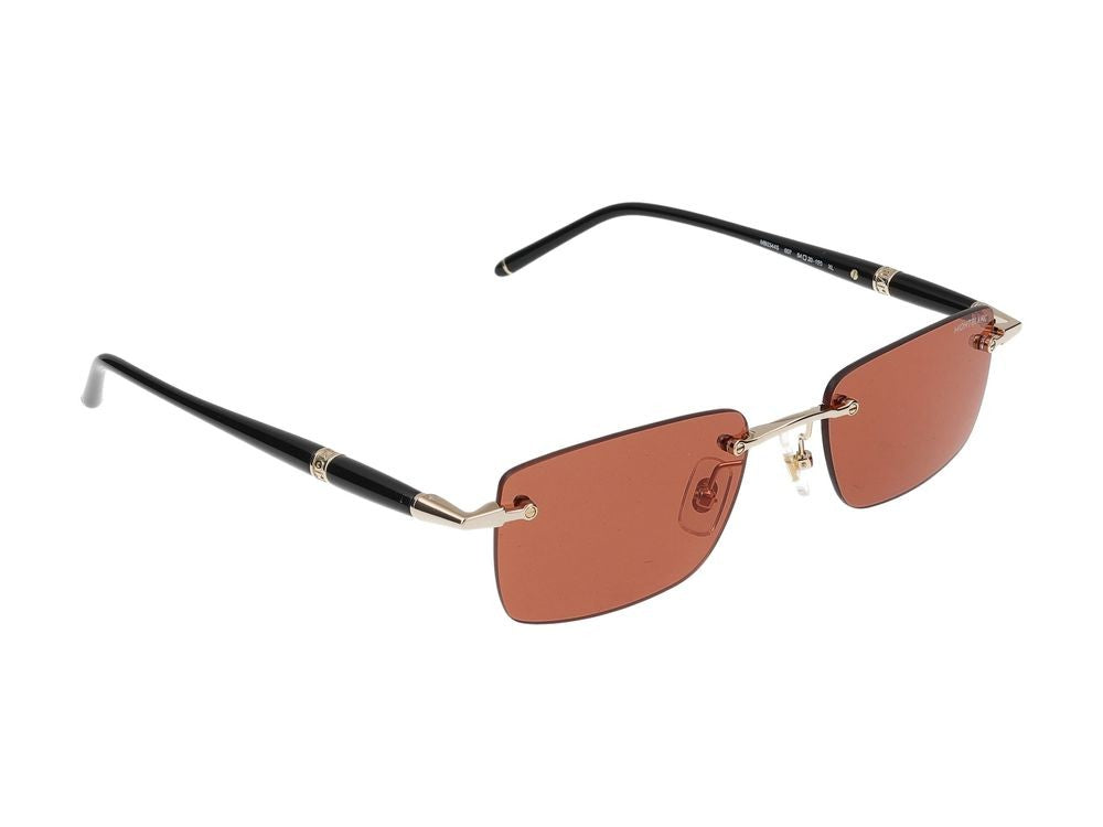 Montblanc Gold Mb0344s Metal Rimless Rectangular Sunglasses