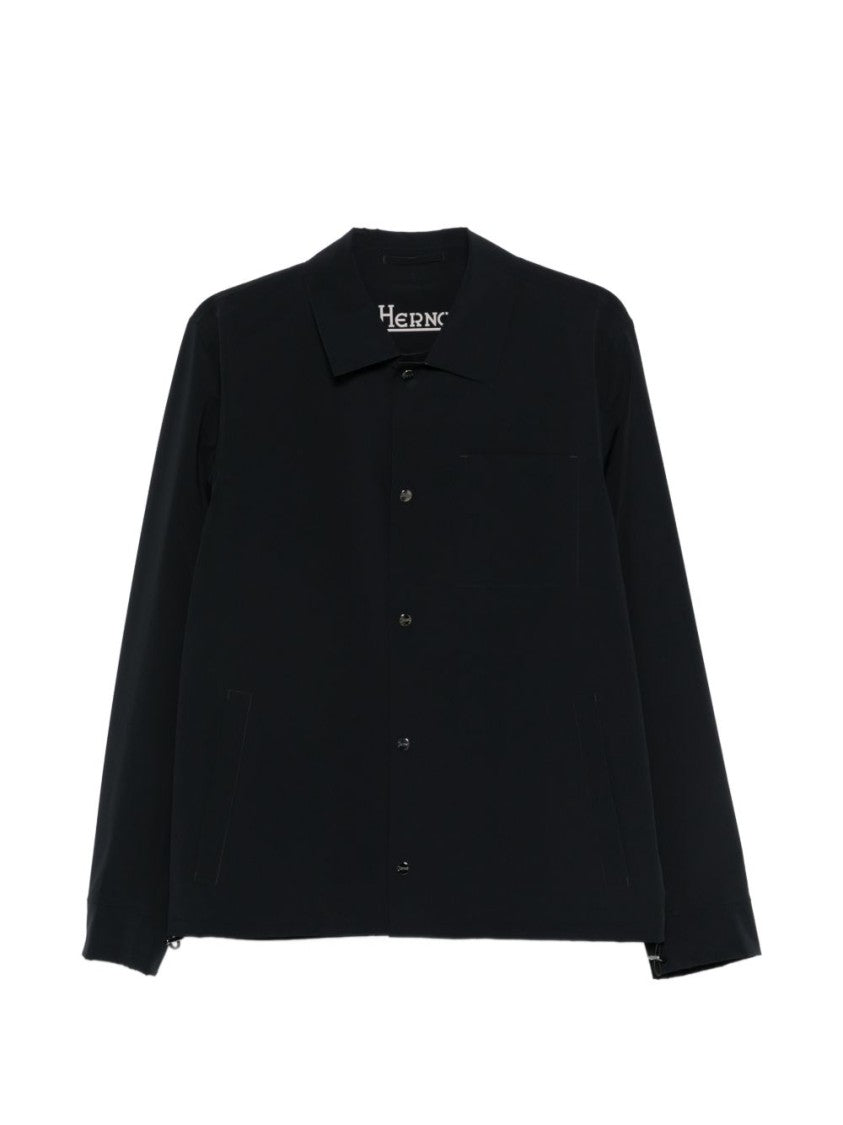 Herno Black Button-Up Shirt With Classic Collar