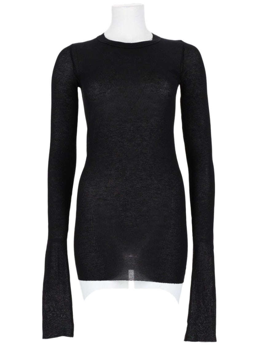 Rick Owens Fitted Sheer Long-Sleeve Viscose-Silk Top