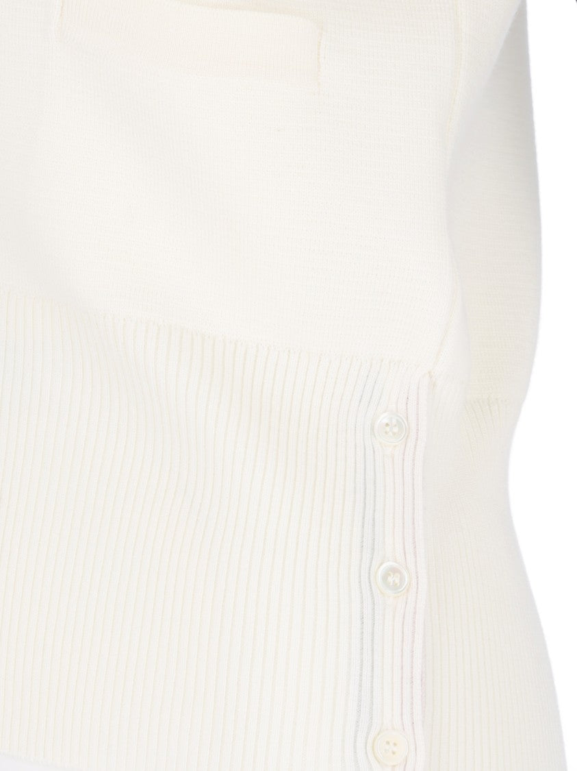Thom Browne V-Neck Button-Front Cardigan With Striped Intarsia