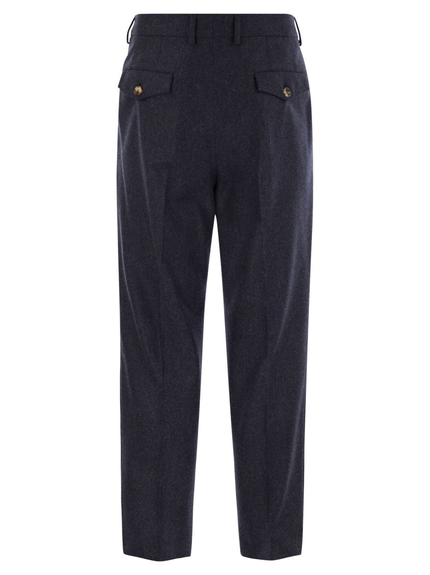Brunello Cucinelli Leisure Fit Trousers In Virgin Wool Flannel