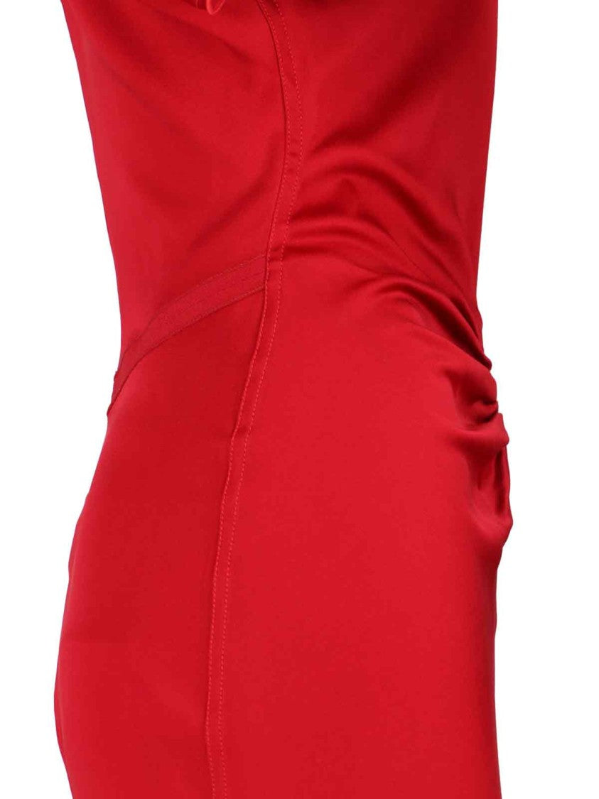 Victoria Beckham Draped Midi Dress Red