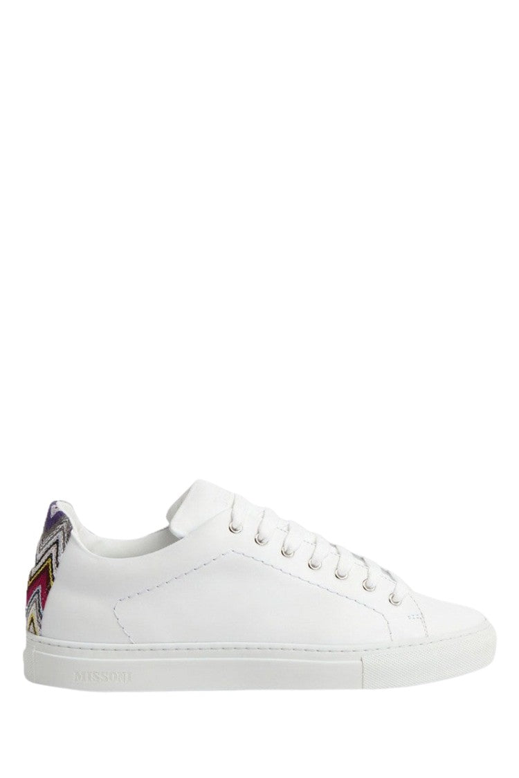 Missoni Leather Trainers With Chevron Knit Details