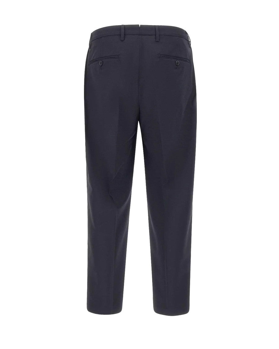 Briglia Tailored Navy Trousers With Pressed Creases And Front Pleats
