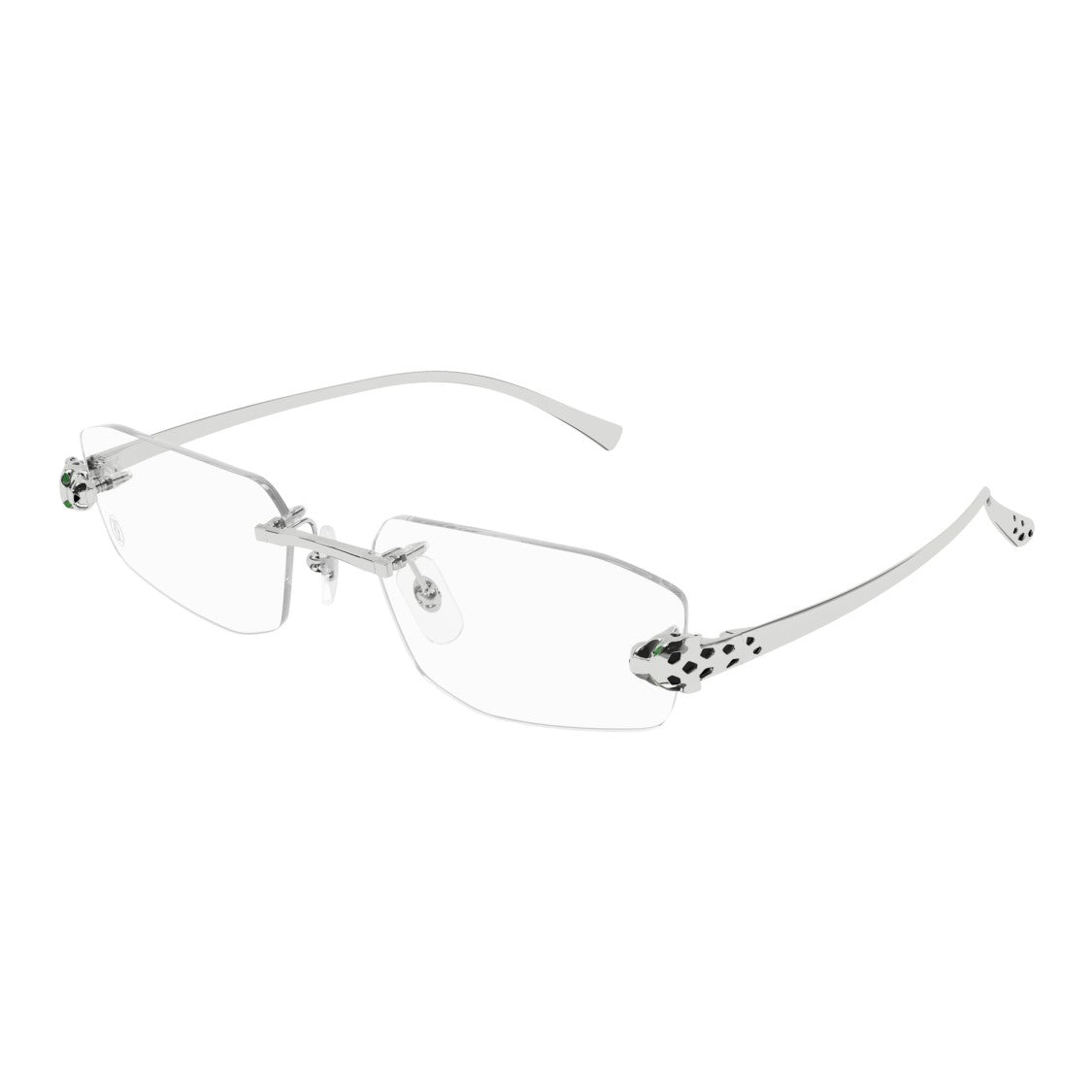 Cartier Rimless Eyeglasses With Panther Head Design In Metal Frame