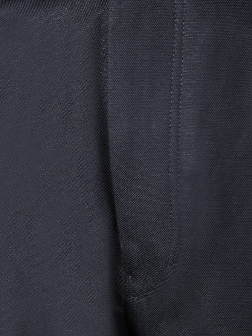 Zegna Blue Cotton-Linen Blend Trousers