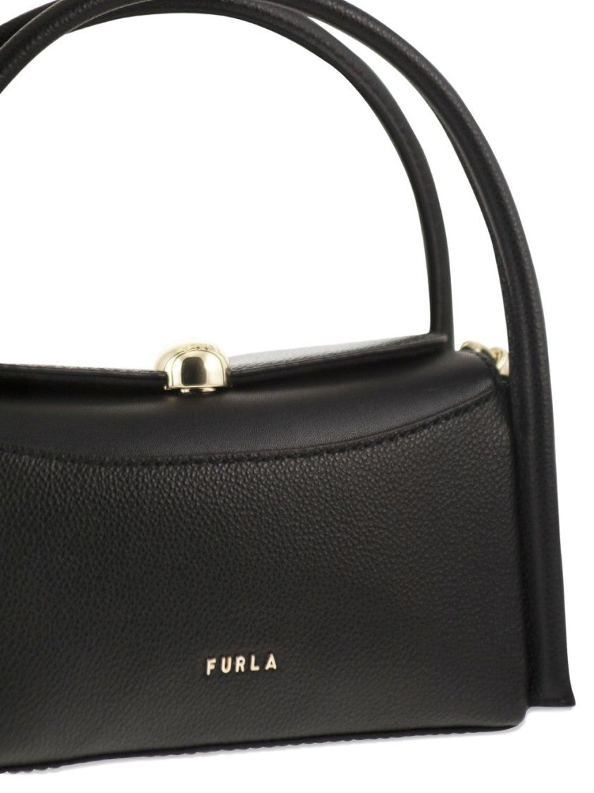 Furla Textured Leather Handbag With Structured Handle