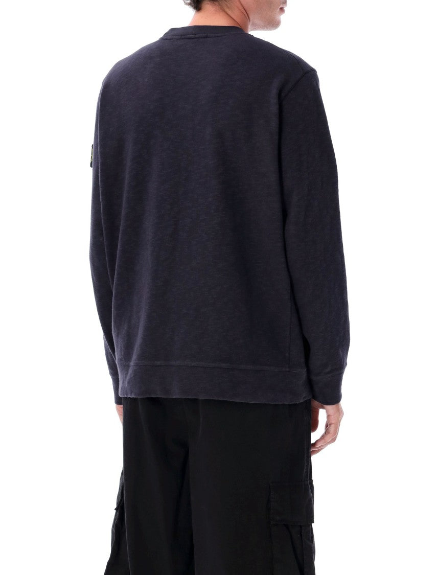 Stone Island Textured Crew Neck Cotton Sweatshirt
