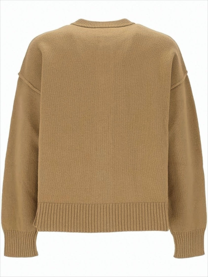 Ami Paris Wool Cardigan With Embroidered Heart Detail