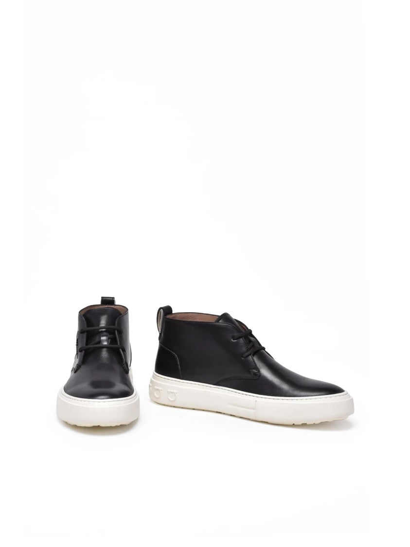 Salvatore Ferragamo Black Leather Montgomery Clark Sneakers