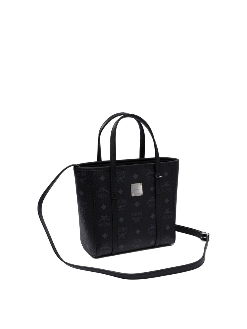 Mcm Structured Black Crossbody Bag With Adjustable Strap