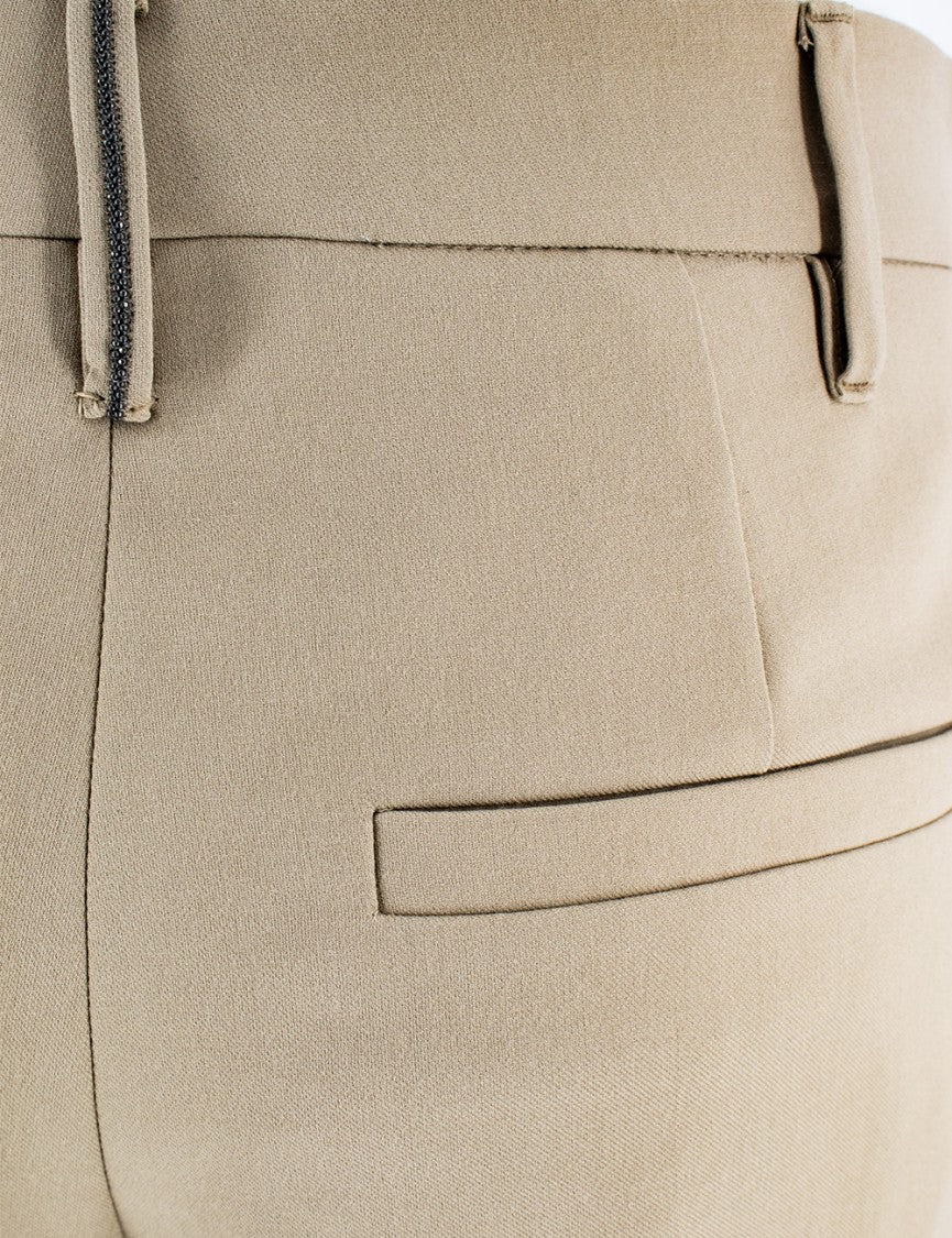 Brunello Cucinelli Tailored Cotton Trousers With Jewel Embroidery