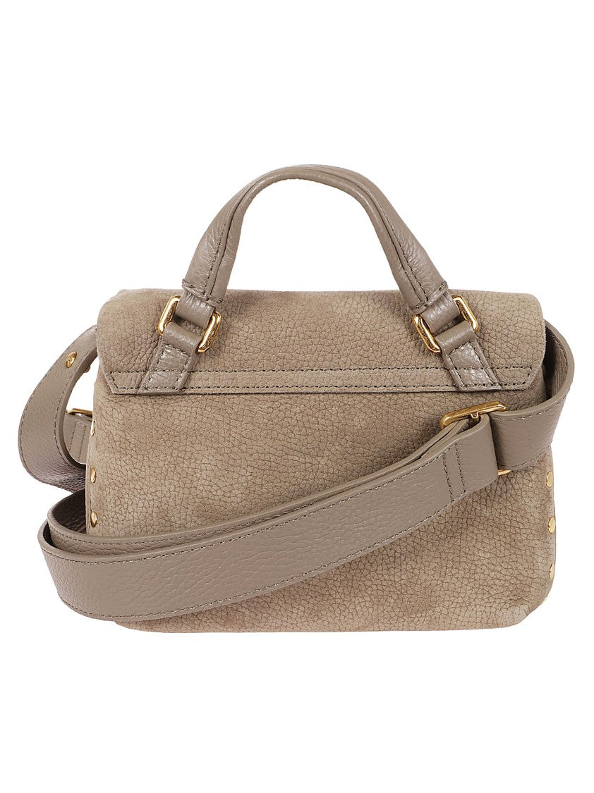 Zanellato Textured Leather Structured Handbag With Gold Accents