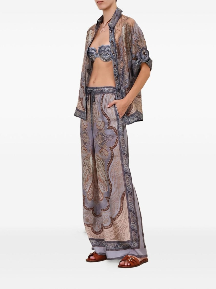 Zimmermann Wide-Leg Trousers With Intricate Paisley Print