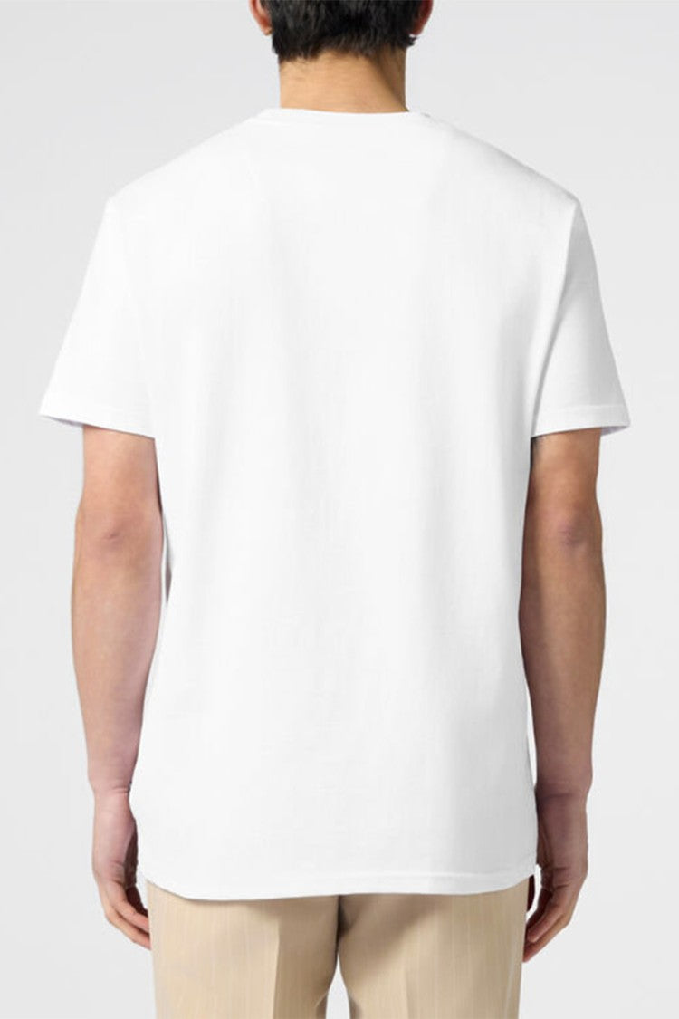 Philipp Plein White Hexagon Logo Embossed Script Cotton T-Shirt