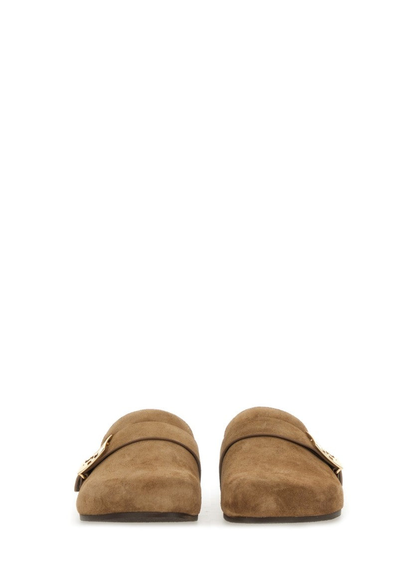 Tory Burch Warm Brown Suede Mellow Sandals
