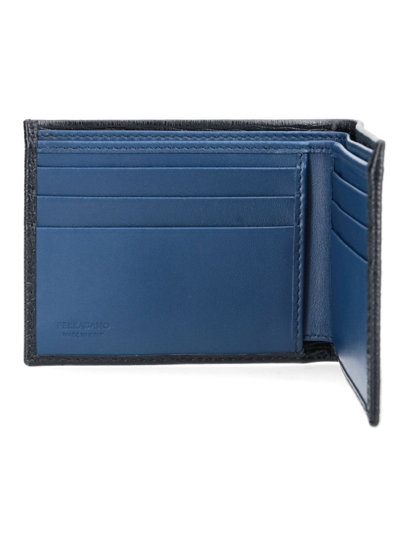 Ferragamo Black Gancini Leather Bi-Fold Wallet