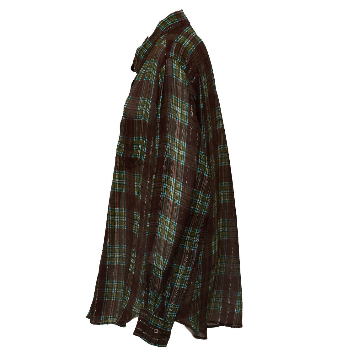 Dries Van Noten Brown Cheers W.W. Lurex-Striped Check Shirt