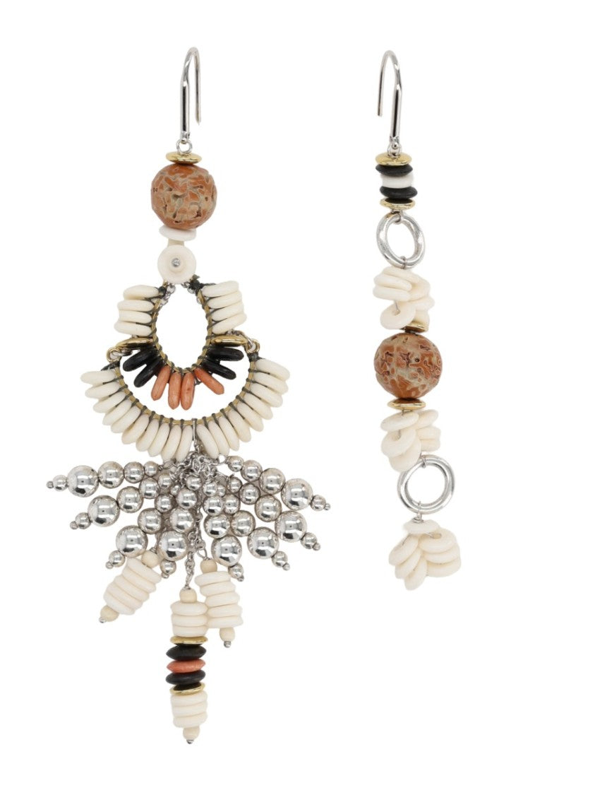 Isabel Marant White Lyna Asymmetric Bohemian Earrings
