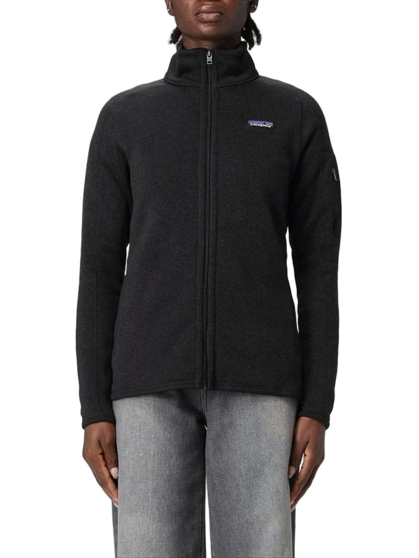 Patagonia High-Collar Black Jacket With Full Front Zipper