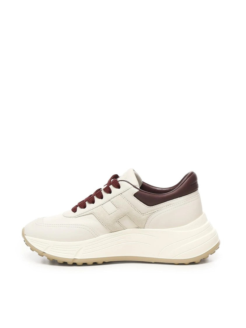 Hogan Contemporary Ivory And Burgundy Sneakers