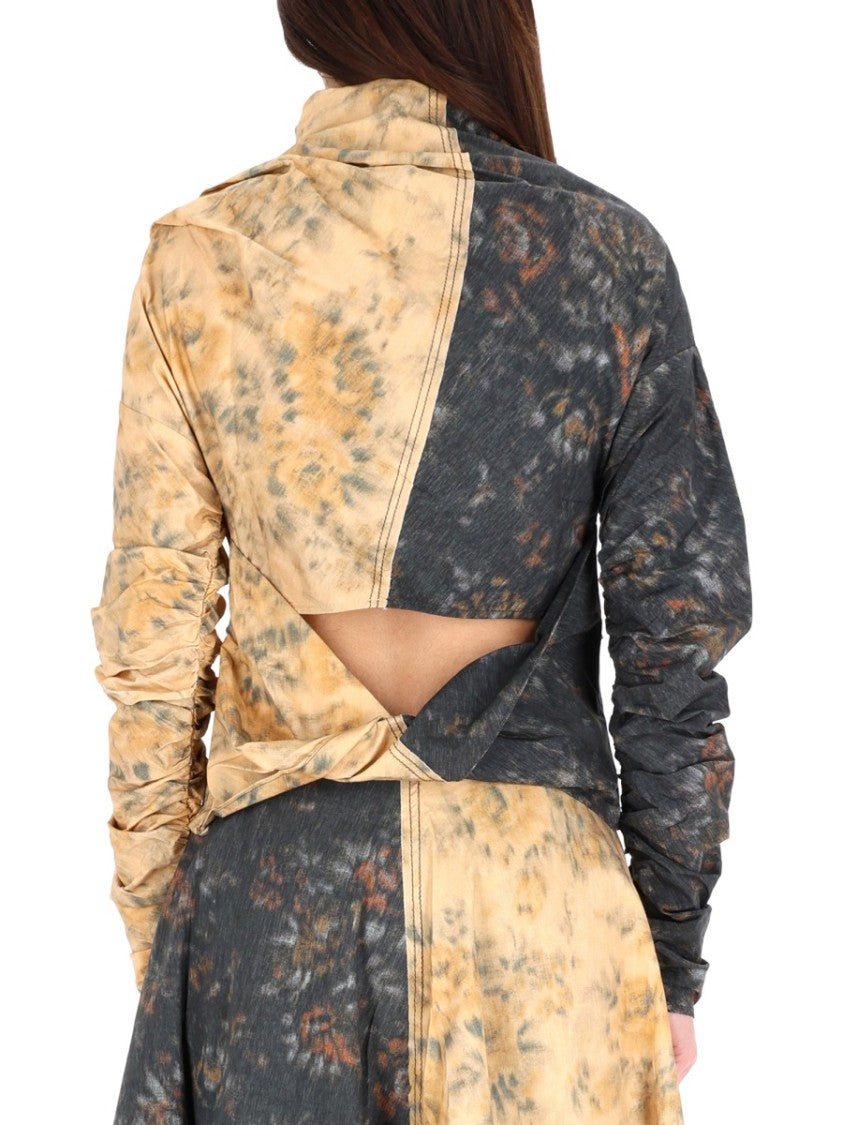 Ganni Ruched Long-Sleeved Top